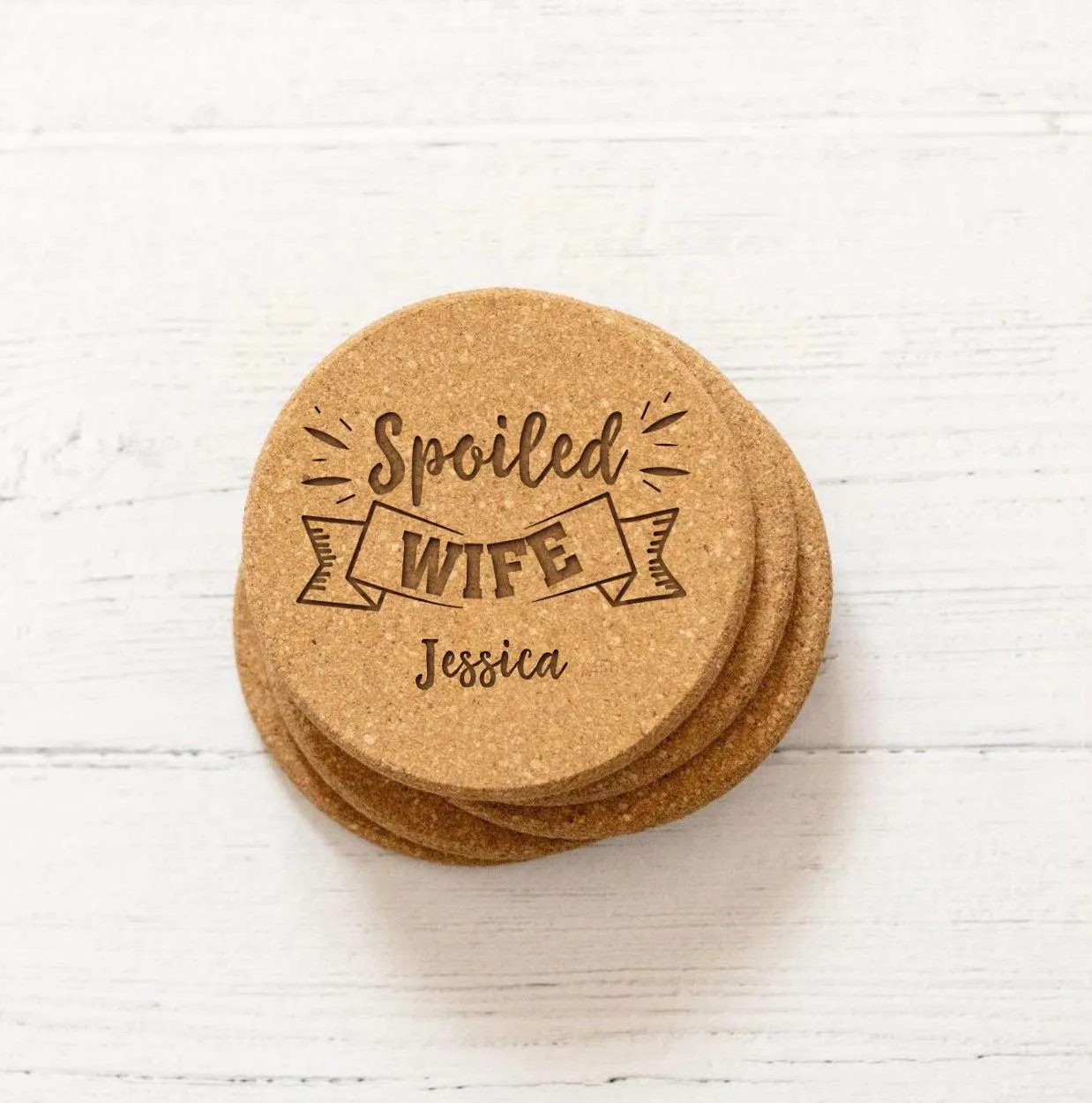 Personalized Wedding Cork Coasters