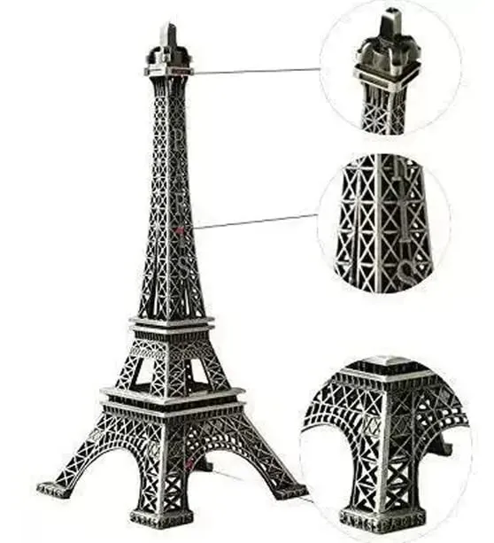 Qwid - 3D Metal Paris Eiffel Tower Metal Craft Famous Landmark Building Metal Statue, Cabinet, Office, Gifts Decorative Eiffel Tower Showpiece Pack of 1