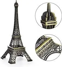 Qwid - 3D Metal Paris Eiffel Tower Metal Craft Famous Landmark Building Metal Statue, Cabinet, Office, Gifts Decorative Eiffel Tower Showpiece Pack of 1