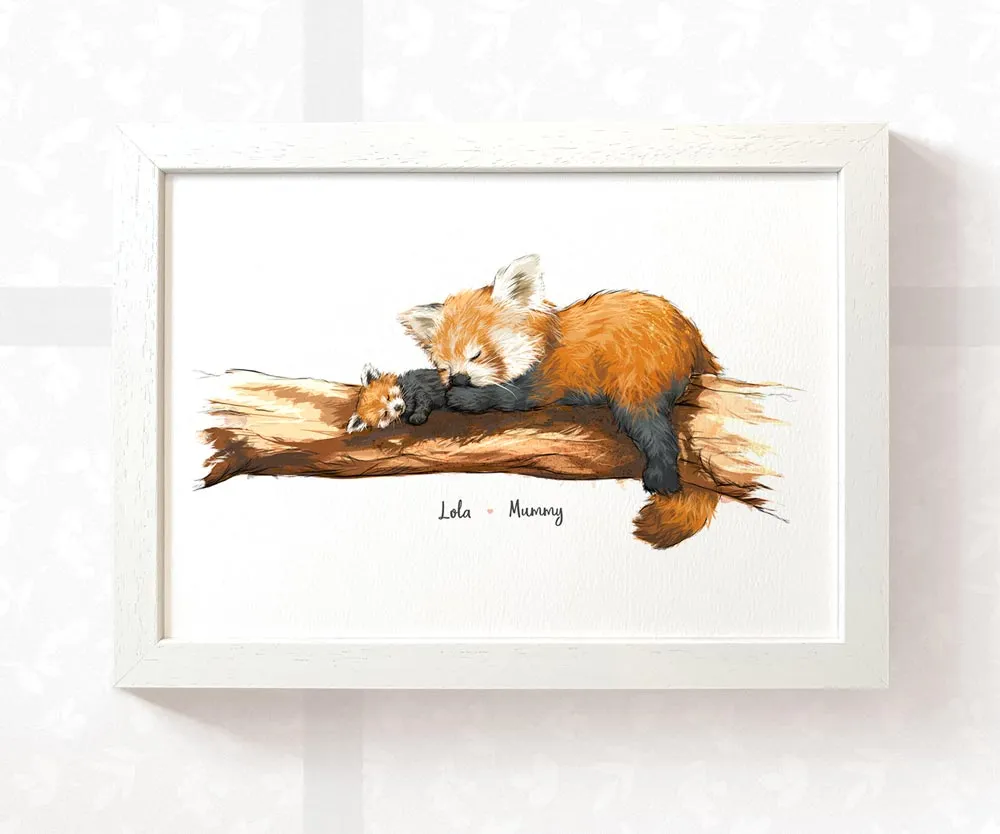 Red Panda Family of Two Personalised Print 1A1B