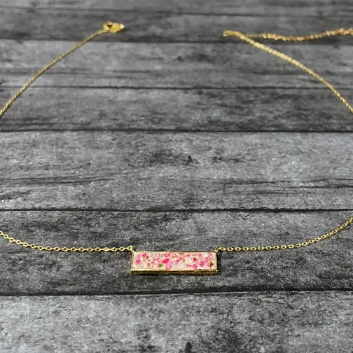 Remembrance Bar Necklace Using Flower Petals