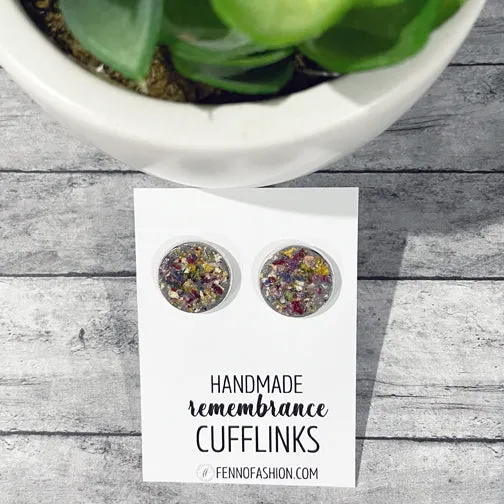 Remembrance Cufflinks Using Flower Petals