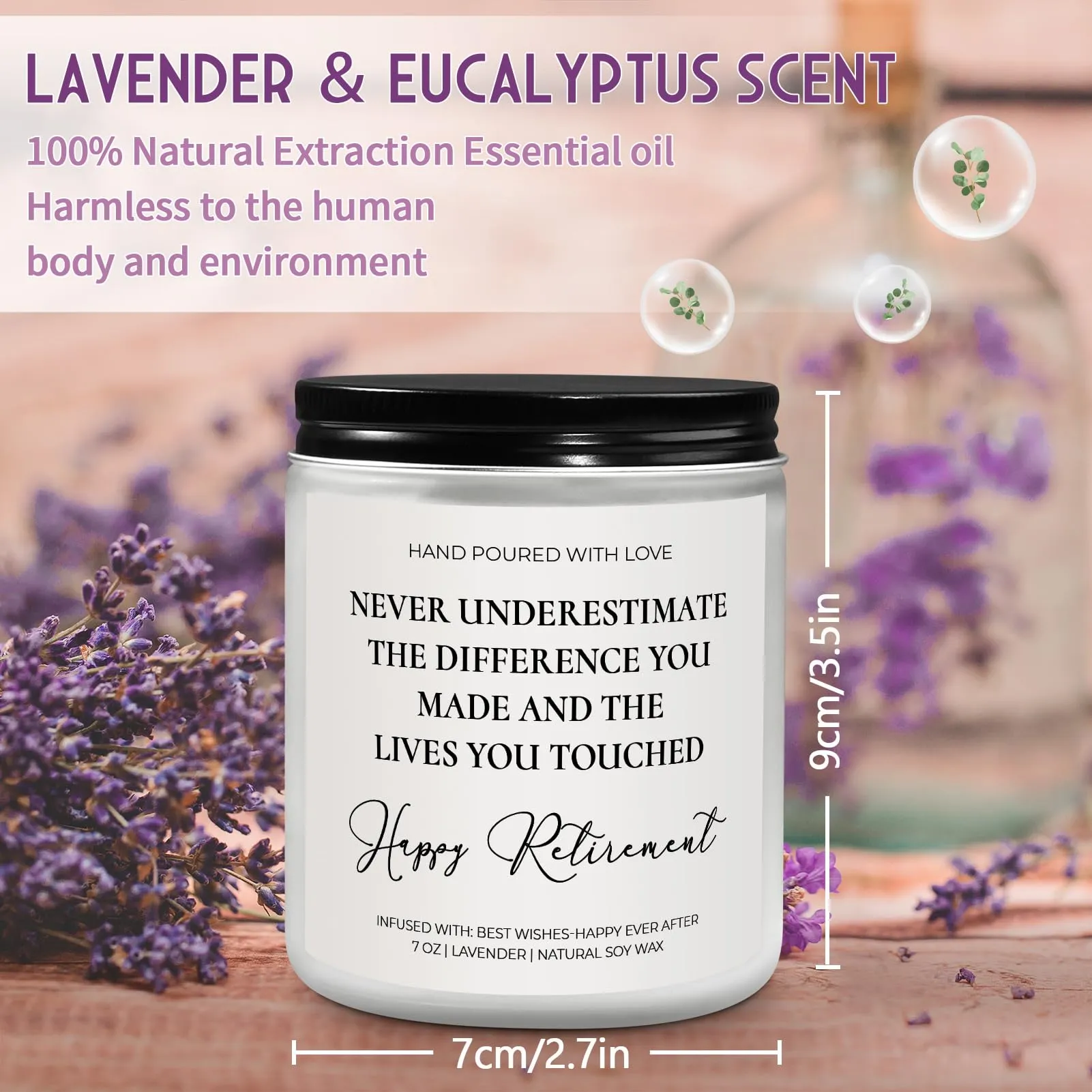 Retirement Gifts for Women Men, Best Retirement Gifts for Women, Going Away Farewell Gifts for Coworkers Friends, Happy Retirement Gifts - Lavender Scented Candles