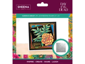 Sheena Douglass Day of the Dead 5.5” x 5.5” 3D Embossing Folder  - Marigold Medley