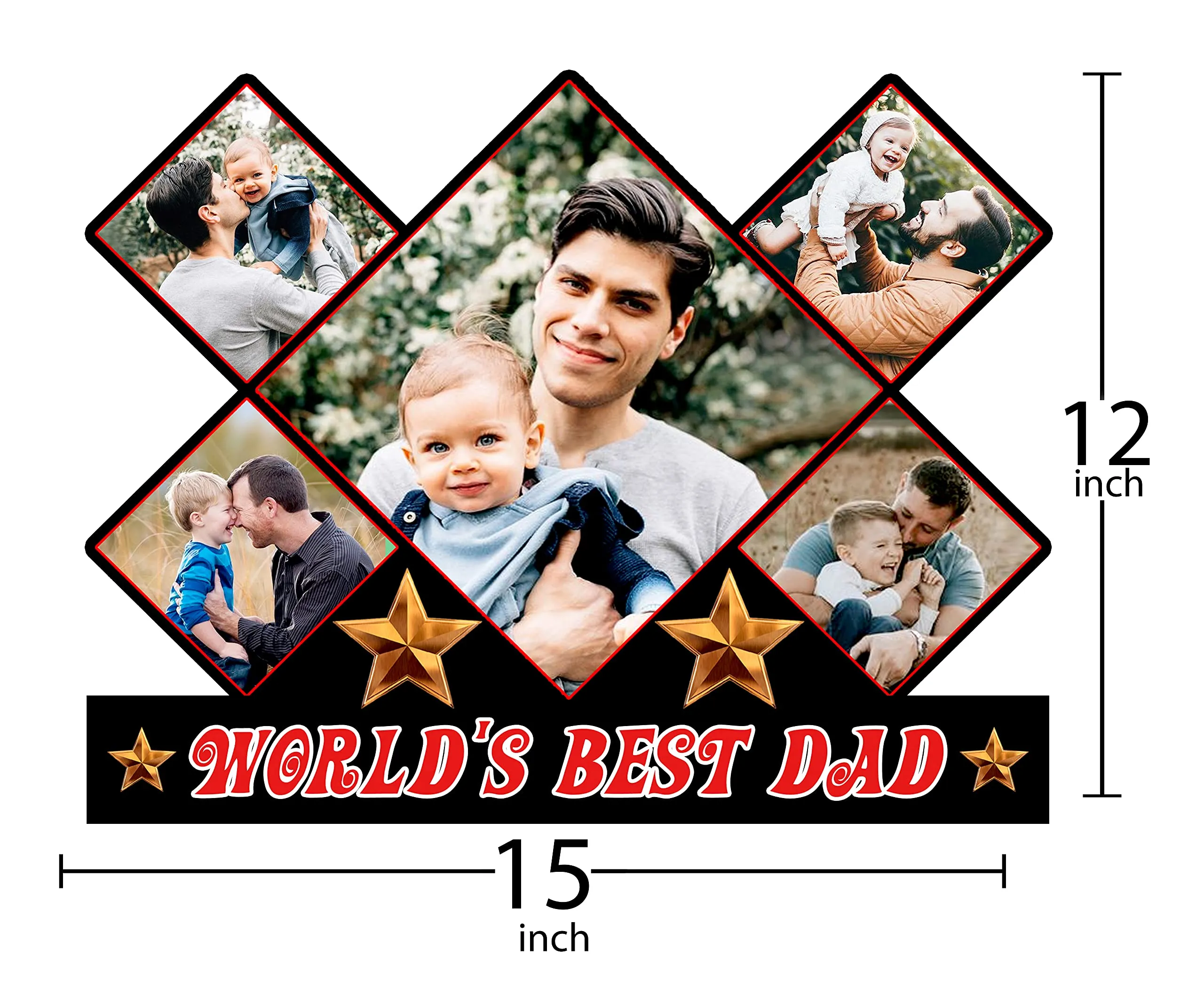 Shri Kanth Art® Personalized World Best Dad Photo Picture Frame for Father Picture Frames, Father (Dad) Love Customized Photo Frame Collage Gift for Papa Love-(12 x 15 Inches)