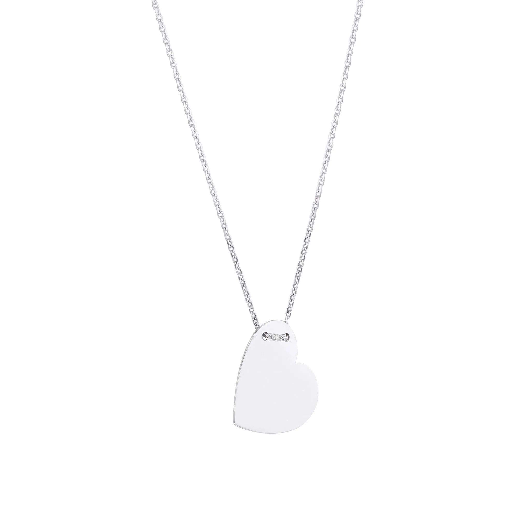 Silver Heart Plate Necklace