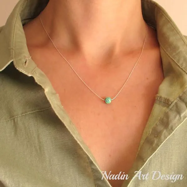 Sterling Silver and Green Opal Necklace