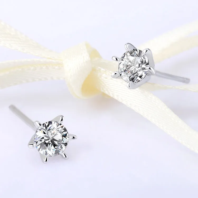 Sterling silver cute little white crystal earring