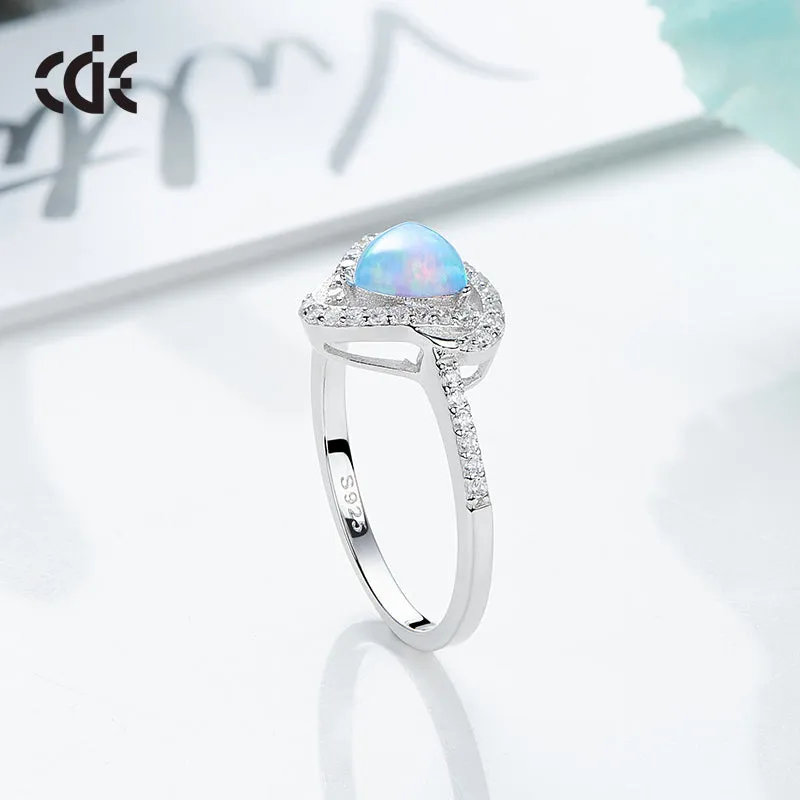 Sterling silver fancy blue / white opal ring