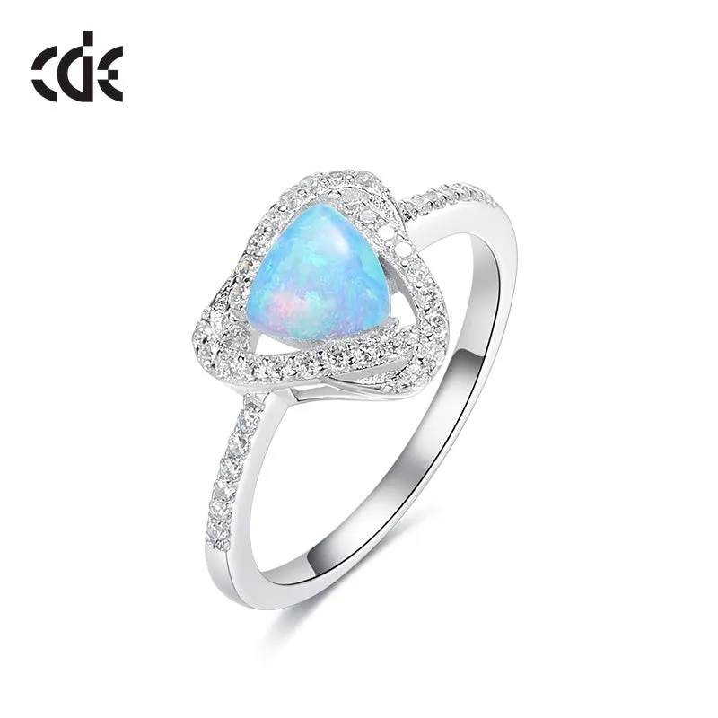 Sterling silver fancy blue / white opal ring