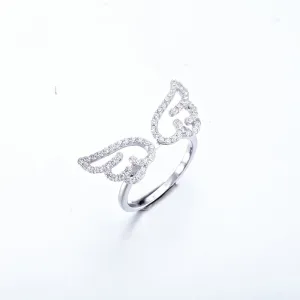 Sterling silver sweet angel wings ring