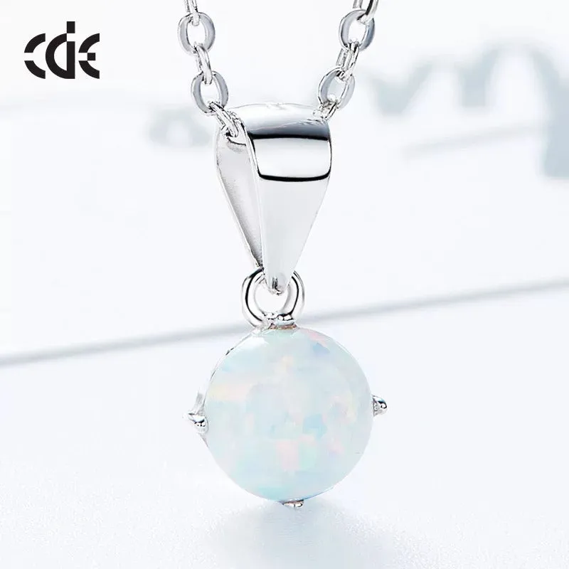 Sterling silver white opal stone necklace