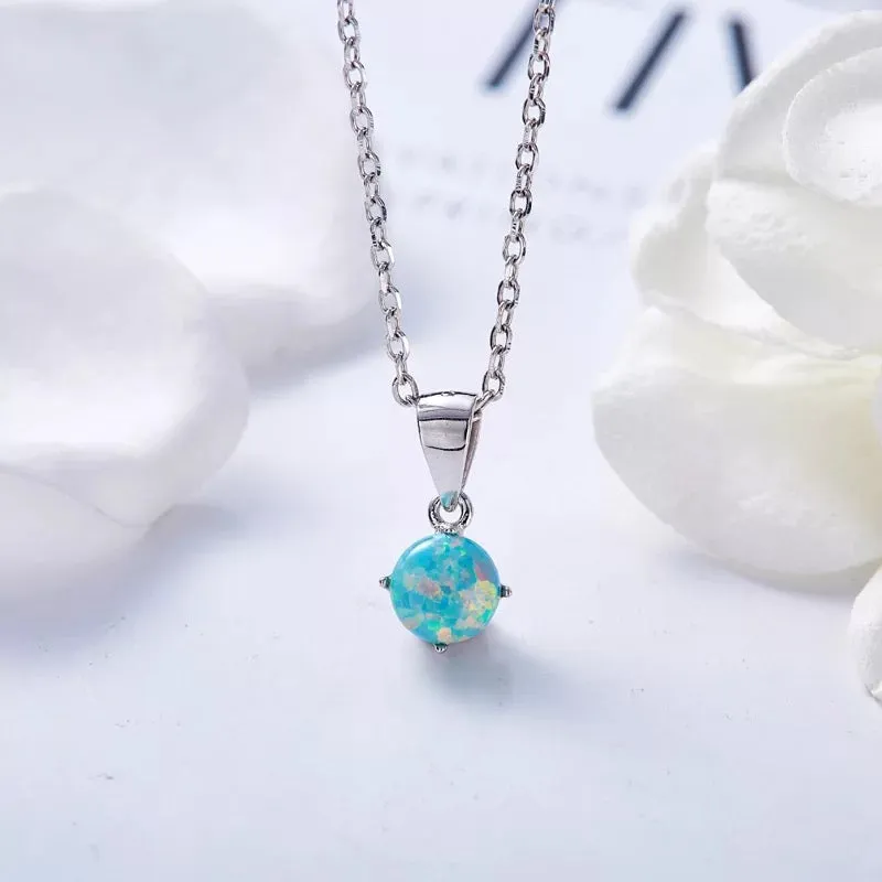 Sterling silver white opal stone necklace