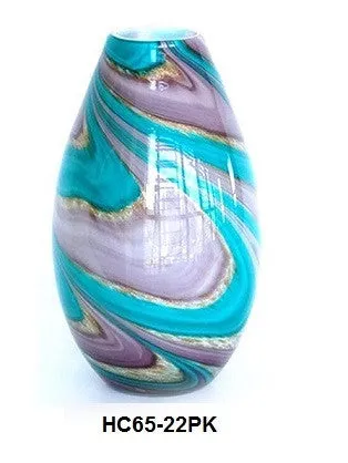 TG-HB-Swirl of Purple and Blue Hues Glass Vase (HC65-22PK)