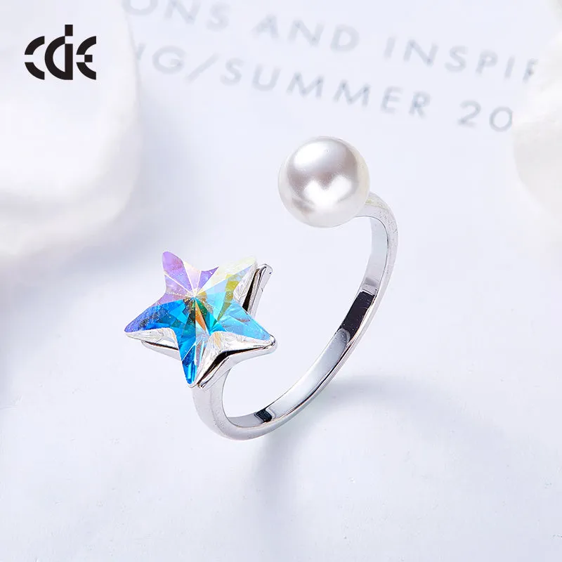 The cute sapphire star with a pearl ring