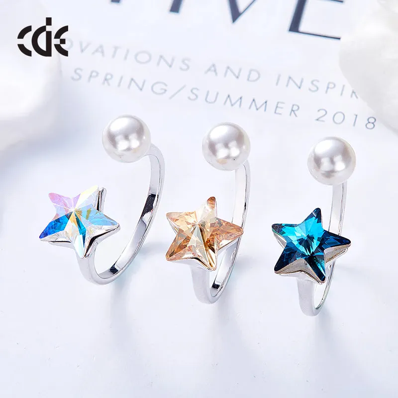 The cute sapphire star with a pearl ring