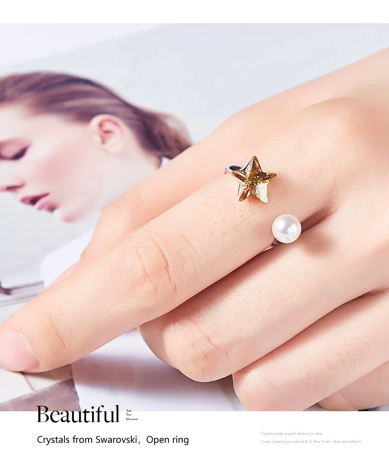 The cute sapphire star with a pearl ring