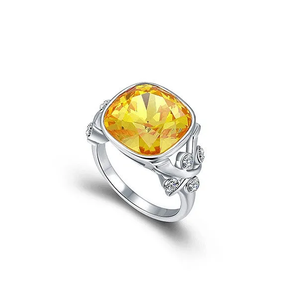 The square shape citrine ring