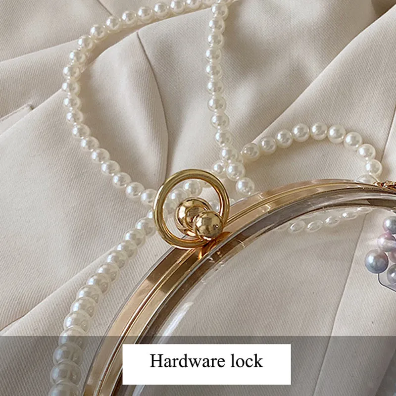 Transparent pearl chain shoulder bag