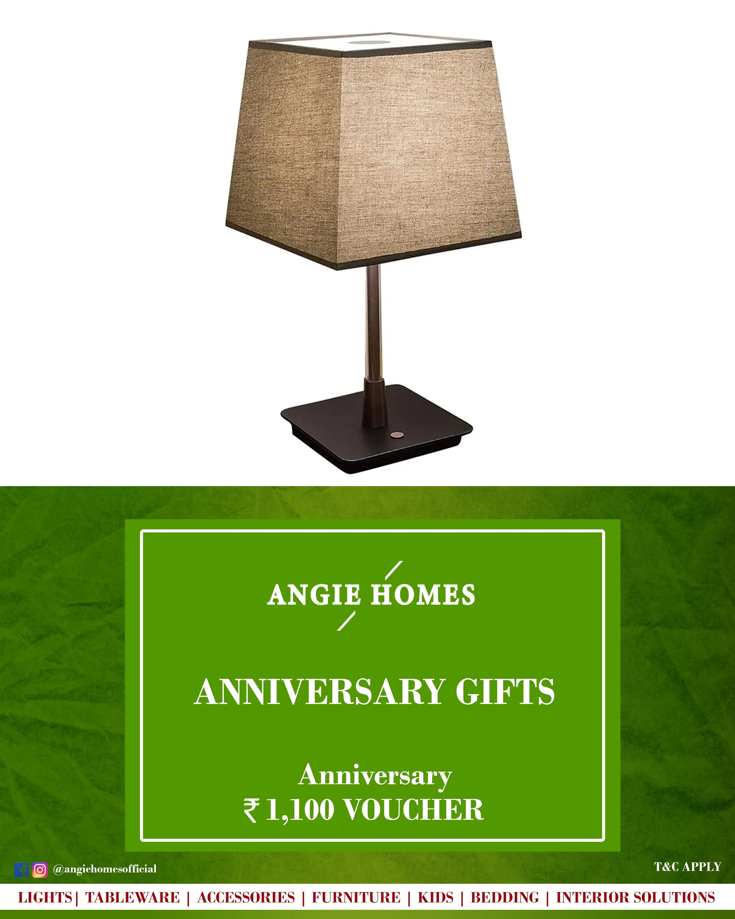 Unique Table Lamp for Anniversary Gift Card Voucher - Angie Homes