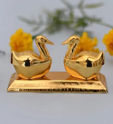 VOIDROP Metal Pair of Duck Showpiece Chopda | Brass Pair of Swan Statue Showpiece for Home Decor and Gift Purposes (Duck)