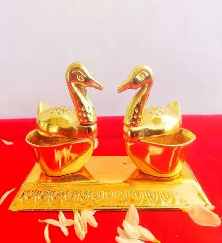 VOIDROP Metal Pair of Duck Showpiece Chopda | Brass Pair of Swan Statue Showpiece for Home Decor and Gift Purposes (Duck)