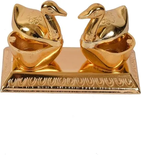 VOIDROP Metal Pair of Duck Showpiece Chopda | Brass Pair of Swan Statue Showpiece for Home Decor and Gift Purposes (Duck)