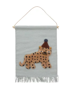 WALL HANGING - LEOPARD WALLHANGER DUSTY BLUE